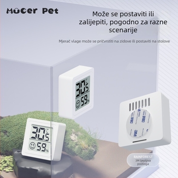 Vodootporni mini termostat s mjerenjem temperature i vlage za terarij reptila, uključuje grijanu podlogu