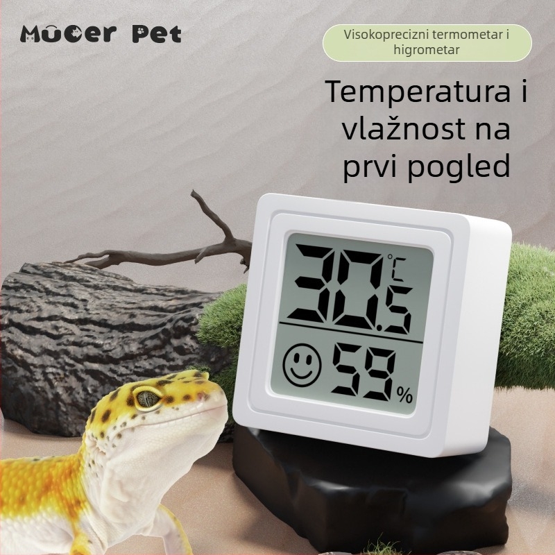 Vodootporni mini termostat s mjerenjem temperature i vlage za terarij reptila, uključuje grijanu podlogu