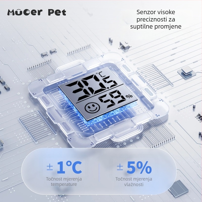 Vodootporni mini termostat s mjerenjem temperature i vlage za terarij reptila, uključuje grijanu podlogu