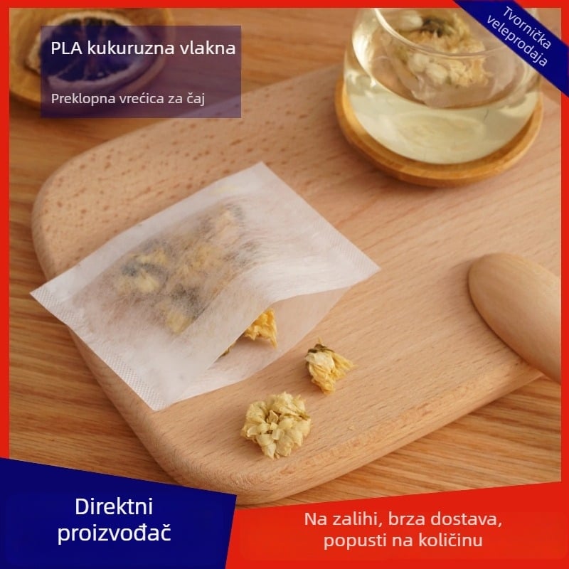 6,5×7 cm vrećica čaja od kukuruznih vlakana, jednokratna, s preklopom, za biljni čaj, filtra vrećica