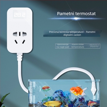 Pametni regulator temperature za akvarij s prekidačem i utorom za sondu, digitalni prikaz