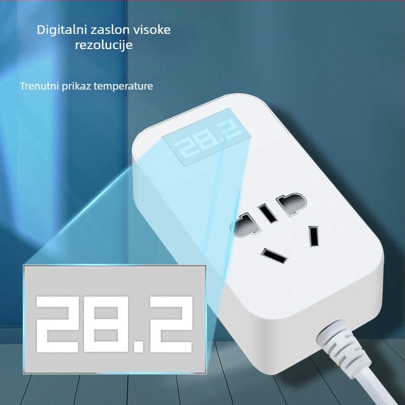 Pametni regulator temperature za akvarij s prekidačem i utorom za sondu, digitalni prikaz