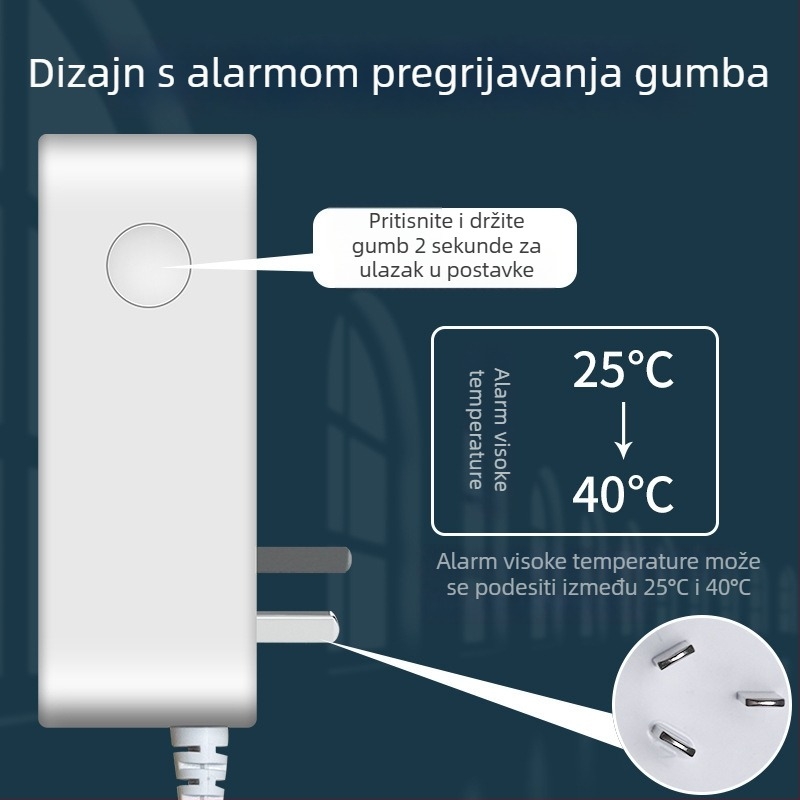 Pametni regulator temperature za akvarij s prekidačem i utorom za sondu, digitalni prikaz
