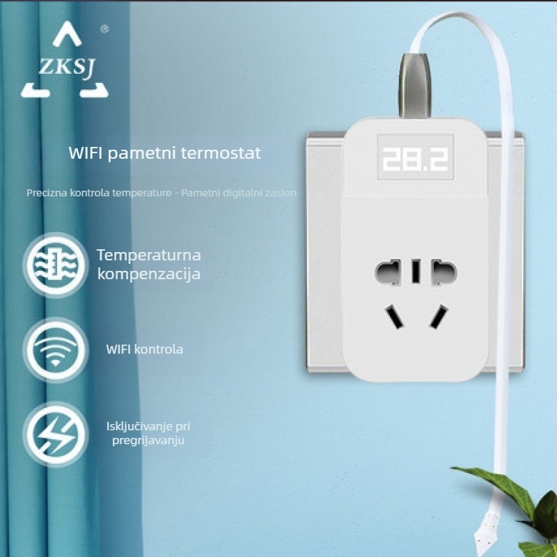 Pametni regulator temperature za akvarij s prekidačem i utorom za sondu, digitalni prikaz