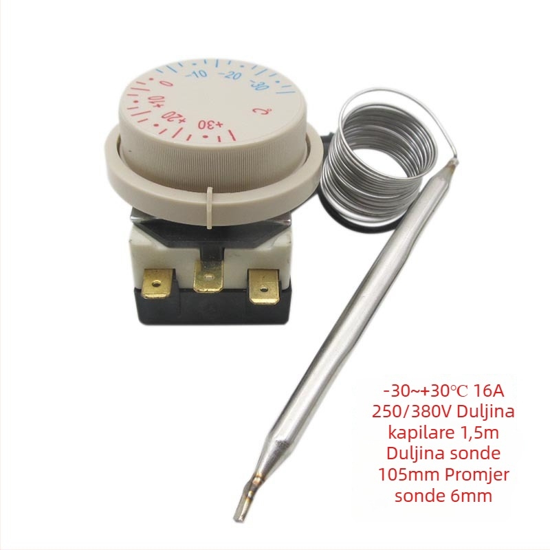 Mehanički regulator temperature za hladnjak i zamrzivač, univerzalni gumbasti termostat ±30°C