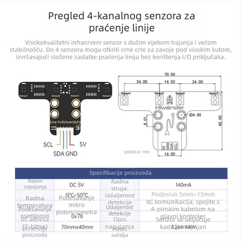 Phantom četverokanačni senzor za praćenje linije – modul za inteligentni mali automobil robot s infracrvenim prepoznavanjem crno-bijele linije