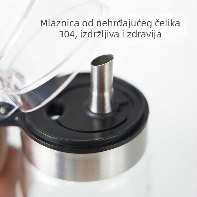 Staklena bočica za ulje od borosilikatnog stakla, velika kapacitet; kuhinjski spremnik za začine s pritisknim izljevom za ulje, sojin sos i ocat.