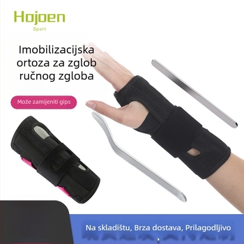 Prozračna narukvica za zglob s čeličnom pločom za stabilizaciju zgloba, podržava uganuća i ozljede tetiva, šivani štitnik tetivne ovojnice, prilagodljiva.