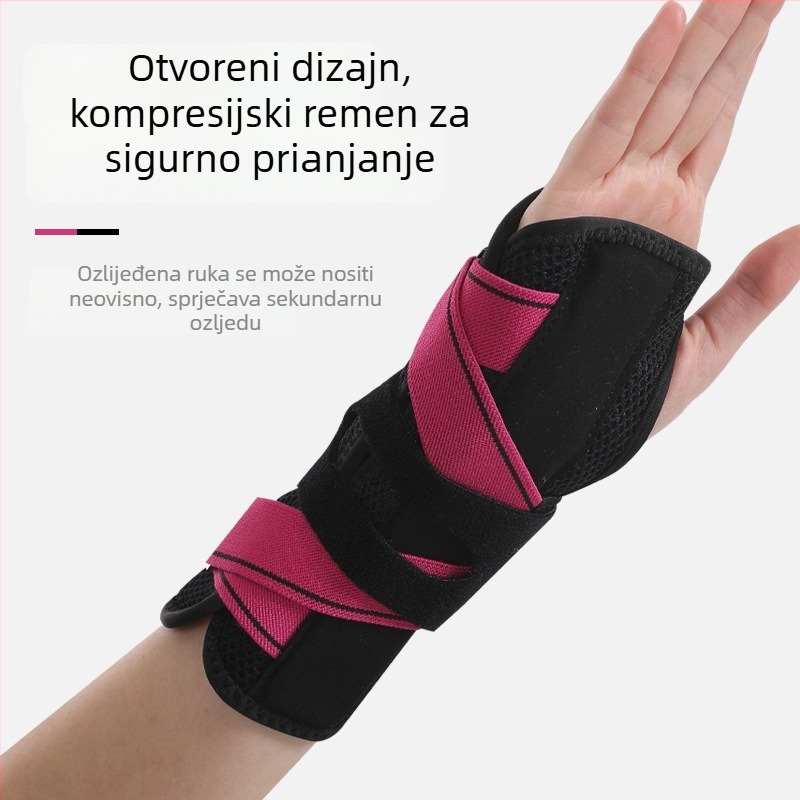 Prozračna narukvica za zglob s čeličnom pločom za stabilizaciju zgloba, podržava uganuća i ozljede tetiva, šivani štitnik tetivne ovojnice, prilagodljiva.