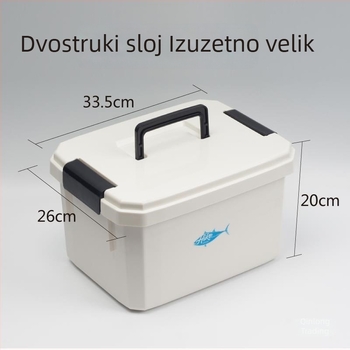 Bijela dvostruka prijenosna kutija za ribolovnu opremu, s dvostrukim slojem, za male dodatke, glavnu liniju, sporednu liniju i distancijske perle