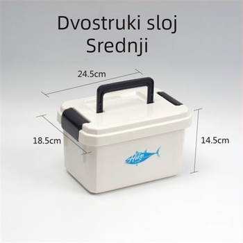 Bijela dvostruka prijenosna kutija za ribolovnu opremu, s dvostrukim slojem, za male dodatke, glavnu liniju, sporednu liniju i distancijske perle