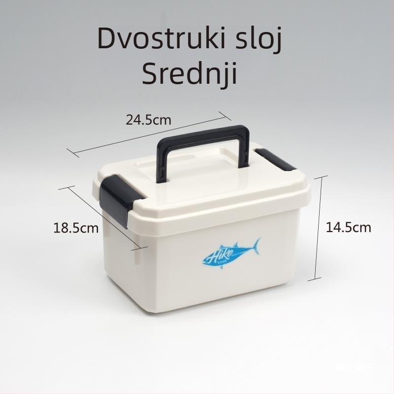 Bijela dvostruka prijenosna kutija za ribolovnu opremu, s dvostrukim slojem, za male dodatke, glavnu liniju, sporednu liniju i distancijske perle