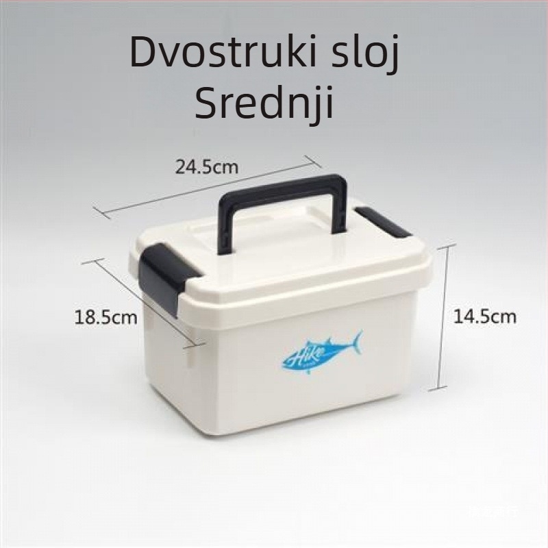 Bijela dvostruka prijenosna kutija za ribolovnu opremu, s dvostrukim slojem, za male dodatke, glavnu liniju, sporednu liniju i distancijske perle