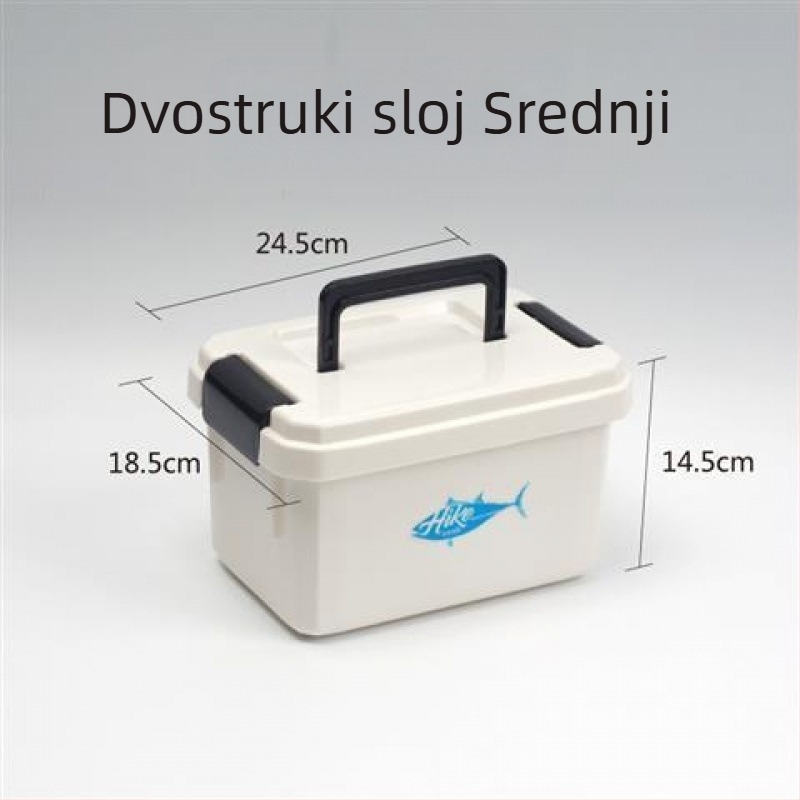 Bijela dvostruka prijenosna kutija za ribolovnu opremu, s dvostrukim slojem, za male dodatke, glavnu liniju, sporednu liniju i distancijske perle