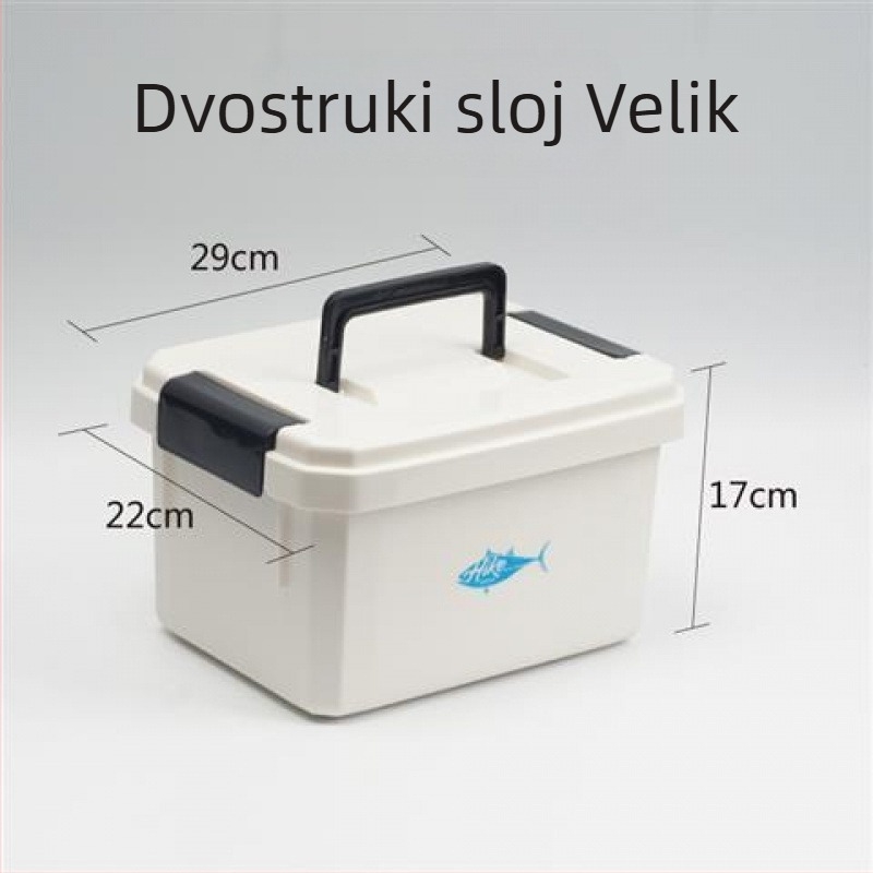 Bijela dvostruka prijenosna kutija za ribolovnu opremu, s dvostrukim slojem, za male dodatke, glavnu liniju, sporednu liniju i distancijske perle