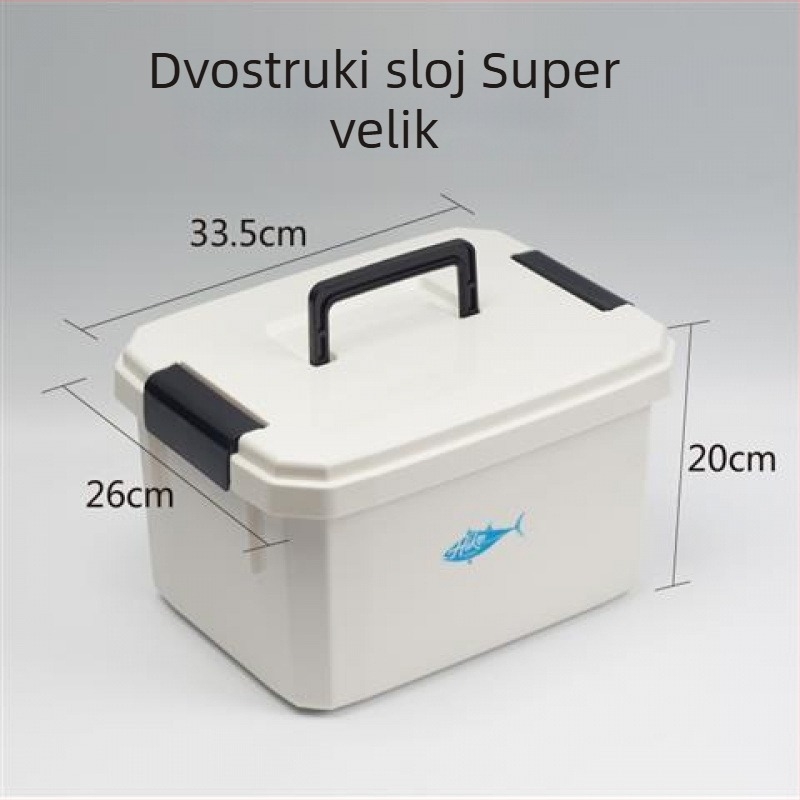 Bijela dvostruka prijenosna kutija za ribolovnu opremu, s dvostrukim slojem, za male dodatke, glavnu liniju, sporednu liniju i distancijske perle