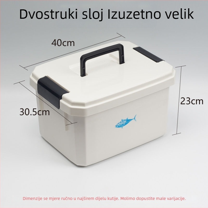 Bijela dvostruka prijenosna kutija za ribolovnu opremu, s dvostrukim slojem, za male dodatke, glavnu liniju, sporednu liniju i distancijske perle