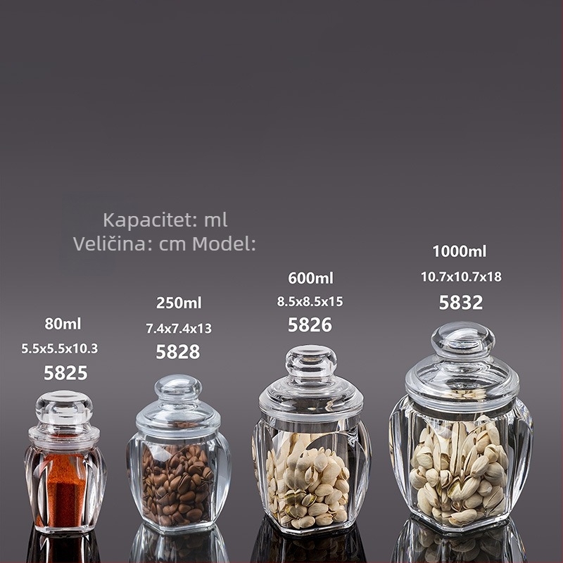 Prozirna akrilna hermetički zatvorena posuda za hranu i čaj, prozirna kuhinjska kutija za orašaste plodove i suhe namirnice