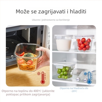 Staklena posuda za hranu s hermetičkim poklopcem, otporna na visoke temperature, mikrovalna kompatibilnost, za začine i skladištenje
