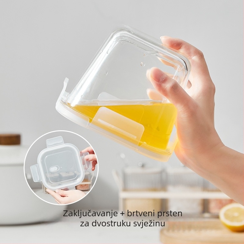 Staklena posuda za hranu s hermetičkim poklopcem, otporna na visoke temperature, mikrovalna kompatibilnost, za začine i skladištenje