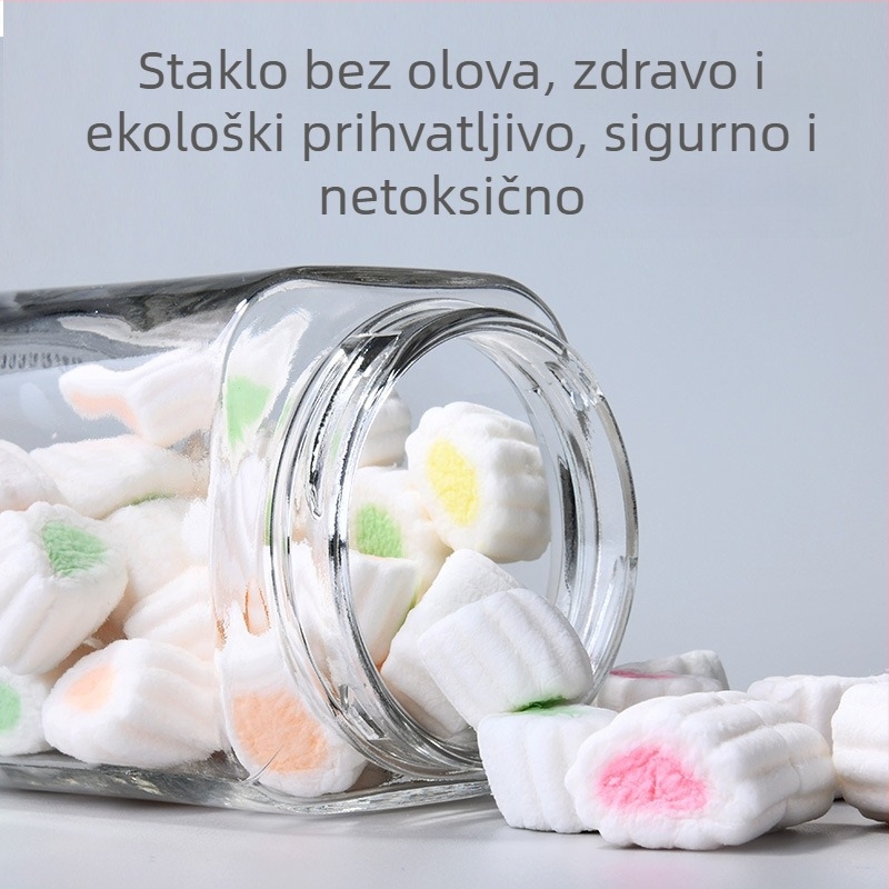 Staklena kuhinjska posuda s hermetičnim zatvaranjem, kvadratna mala posuda za grickalice, dječju hranu i slatkiše