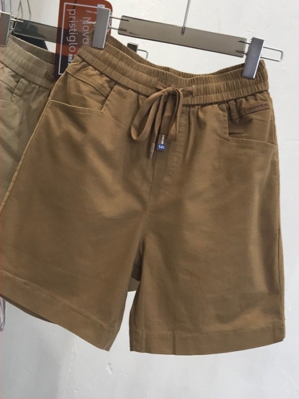 Ženske pamuk capri hlače za ljeto, korejski stil, opušten kroj, lagani materijal, visoki struk s elastičnim pojasom, široke nogavice, svakodnevne sportske hlače