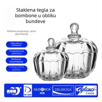 Europska staklena posuda za bombone s poklopcem, prozirna posuda u obliku tikve za skladištenje suhog voća, grickalica, čaja i nakita