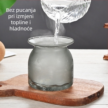 Šarena staklena posuda otporna na temperaturu, s okruglim plutenim zatvaračem, za zrna, čaj i kavu.