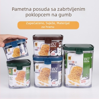 Zatvoreni plastični prozirni kuhinjski spremnik, četvrtast, 301–500 ml, za zrnca, čaj, mlijeko u prahu, grickalice i začine