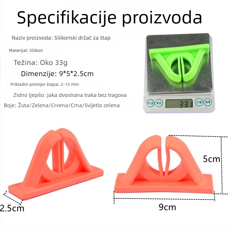 Silikonski zidni držač za štapove za pecanje bez bušenja – univerzalni organizator štapova i prijenosni izložbeni stalak