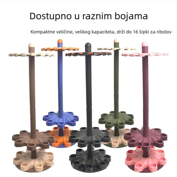 Višenamjenski podni okretni držač ribolovnih štapova s četiri kotača, 16 rupa