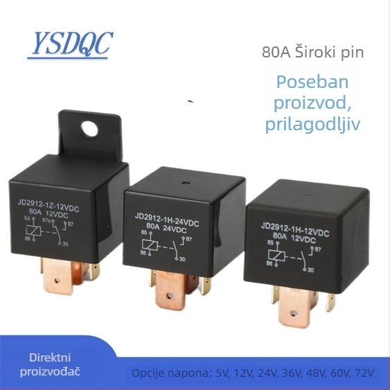 80A auto rele JD2912 s zavojnicom 5V–96V za automobile i električna vozila