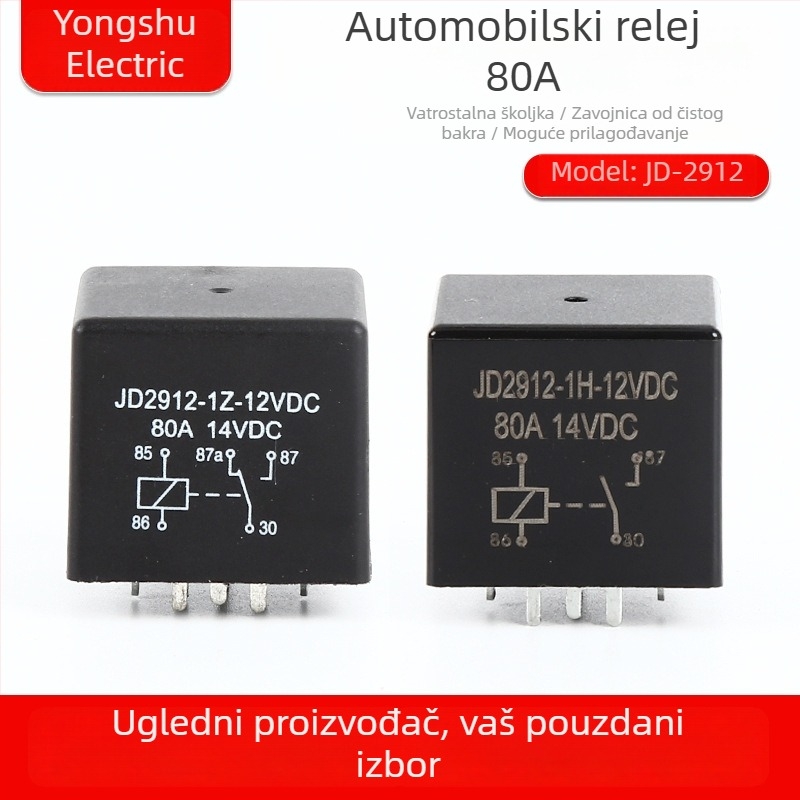 Prilagođeni 80A relej s PCB pinovima, zavojnica 5–96V, kontakti 80A, normalno otvoreni i normalno zatvoreni, gašenje visokog napona lukova