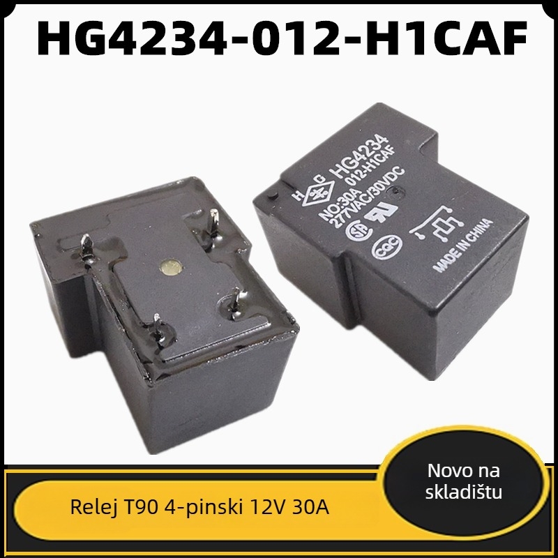 HG4234-012-H1CAF 4-pinski 12V elektromagnetski relej visoke snage, 30A, T90