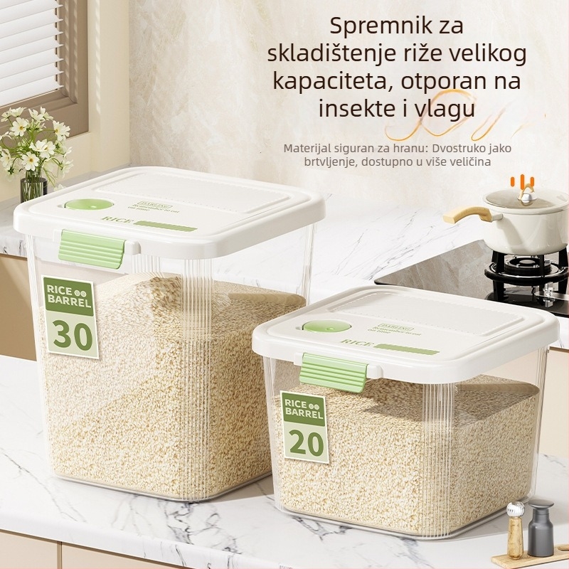 Spremnik za rižu velike kapacitete, hermetički zatvoren, otporan na vlagu i štetočine, kuhinjsko skladištenje riže