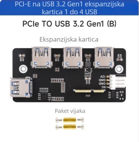 Raspberry Pi CM4 proširena plošča: PCIe na USB 3.2 Gen1 visoko brzi USB sučelje adapter bez upravljačkog programa