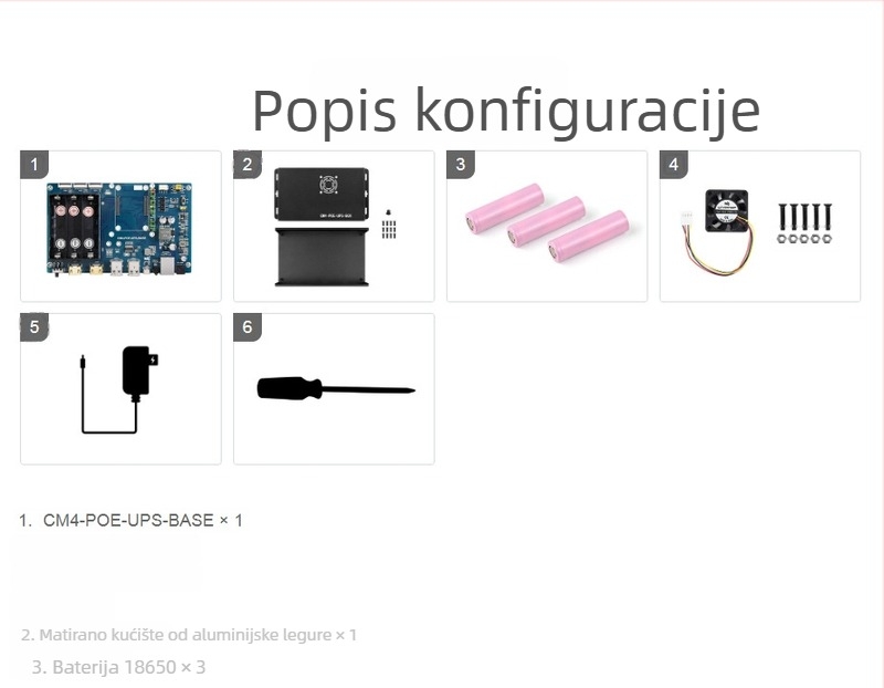 Raspberry Pi CM4 PoE UPS proširena ploča – host paket, dvokanalni HDTV, Gigabit Ethernet, četiri USB 2.0 porta