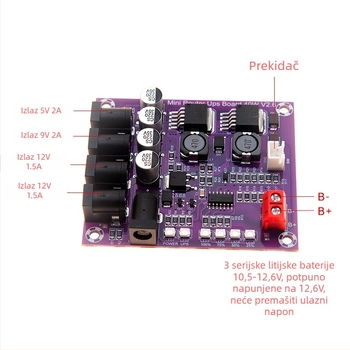 C008 Mini UPS pločica, 40 W punjenje baterije, 12,6 V modul za smanjenje napona