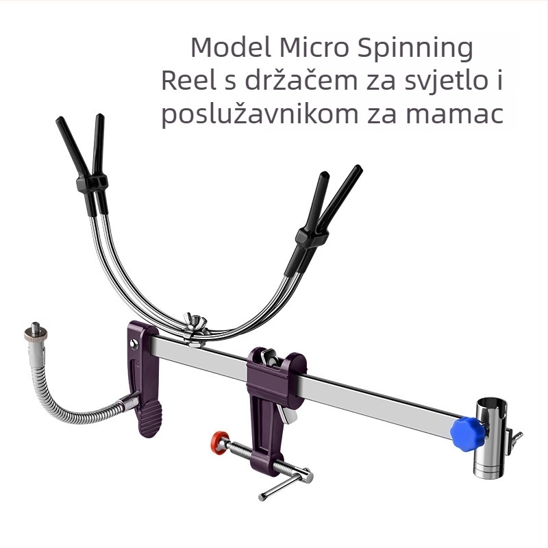 Prilagodljiv potpuno metalni nosač štapa za raft s višedirekcijskom rotacijom i sklopnim stezaljkama, pogodan za ribolov sa mosta, rafta, broda i mora