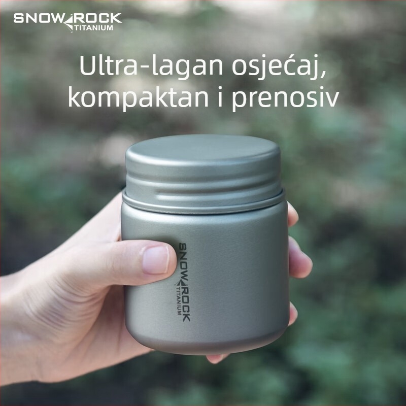 Snow Rock Vanjski spremnik za čaj od čistog titana, metalni zatvoreni spremnik za čaj, kampiranje, prenosni spremnik za hranu, mali spremnik