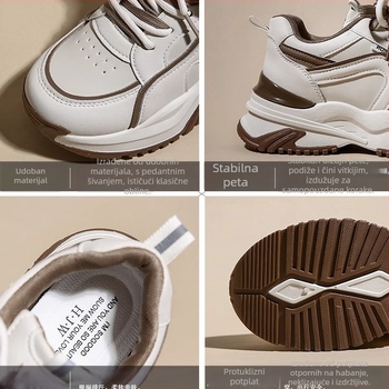Ženske tenisice s debelom potplatom u stilu dad shoes, zima 2025, fleece podstava za toplinu, tople, udobne svakodnevne sportske tenisice