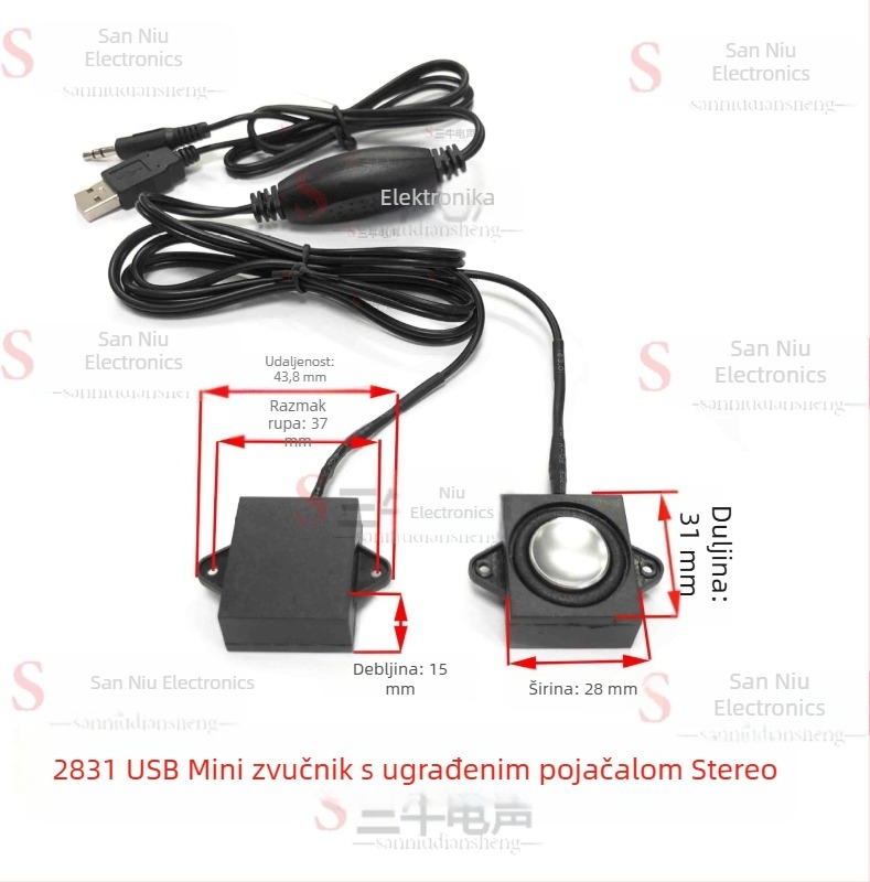 2831USB Kompaktni zvučnik s ugrađenim pojačalom za računalo i telefon, vanjski stereo zvučnik