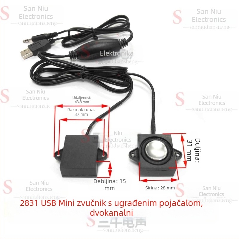 2831USB Kompaktni zvučnik s ugrađenim pojačalom za računalo i telefon, vanjski stereo zvučnik