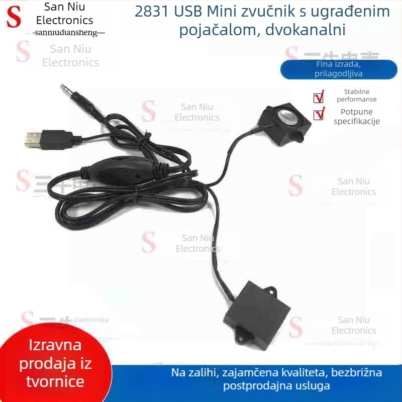 2831USB Kompaktni zvučnik s ugrađenim pojačalom za računalo i telefon, vanjski stereo zvučnik
