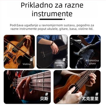 Univerzalni elektronički tuner za gitaru, bas, ukulele i violinu