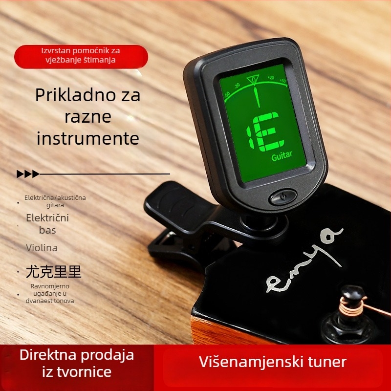 Univerzalni elektronički tuner za gitaru, bas, ukulele i violinu