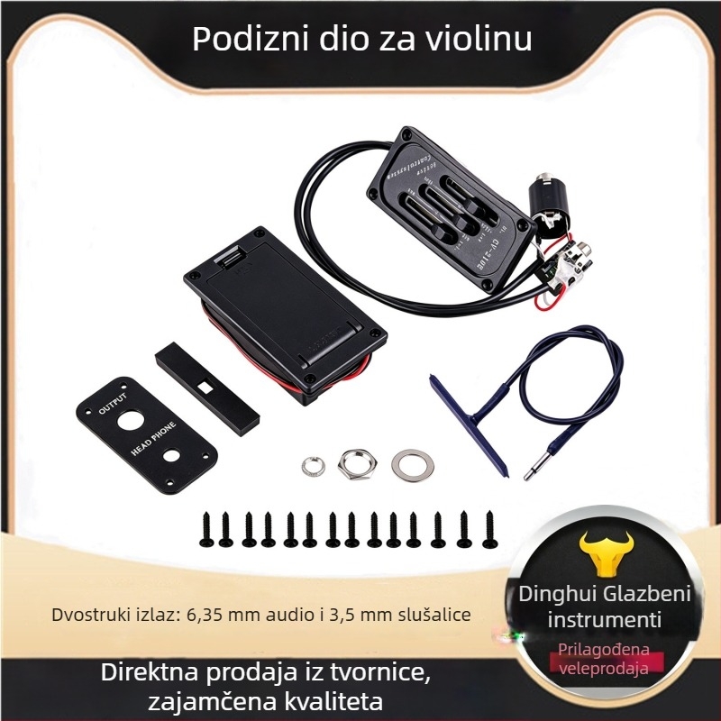 CV-210E Piezo pickup za violinu, električno-akustična violina, 6,35 mm priključak, dvostruki izlaz