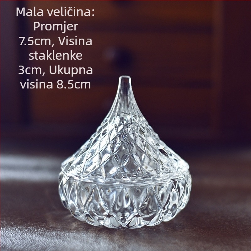 Velika posuda za svadbene slatkiše s poklopcem, staklena kutija za slatkiše s pinjolama i kapljicama vode, kristalna kutija za nakit i skladištenje, demagnetizirajuća posuda