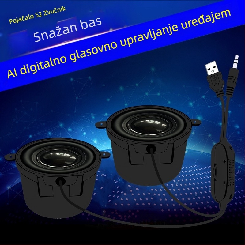 Jinggeyuan 52 mini pojačalo zvučnika USB 5V napajanje digitalni inteligentni glas 4 oma 3W računalni zvučnik