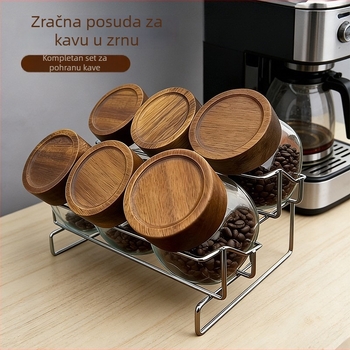 Staklene posude za pohranu zrna kave i mljevene kave, mini set zatvorenih staklenki, prehrambena kvaliteta